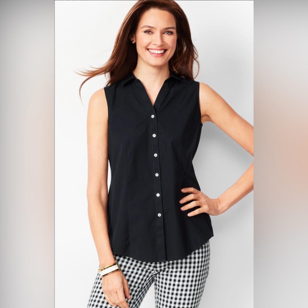 Talbots Sleeveless Perfect Shirt, Black size XL
